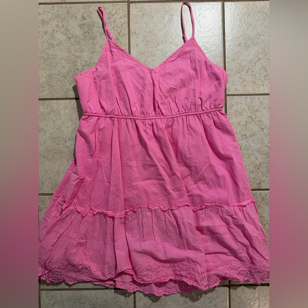 SHEIN Pink Sleeveless Eyelet Cami Dress